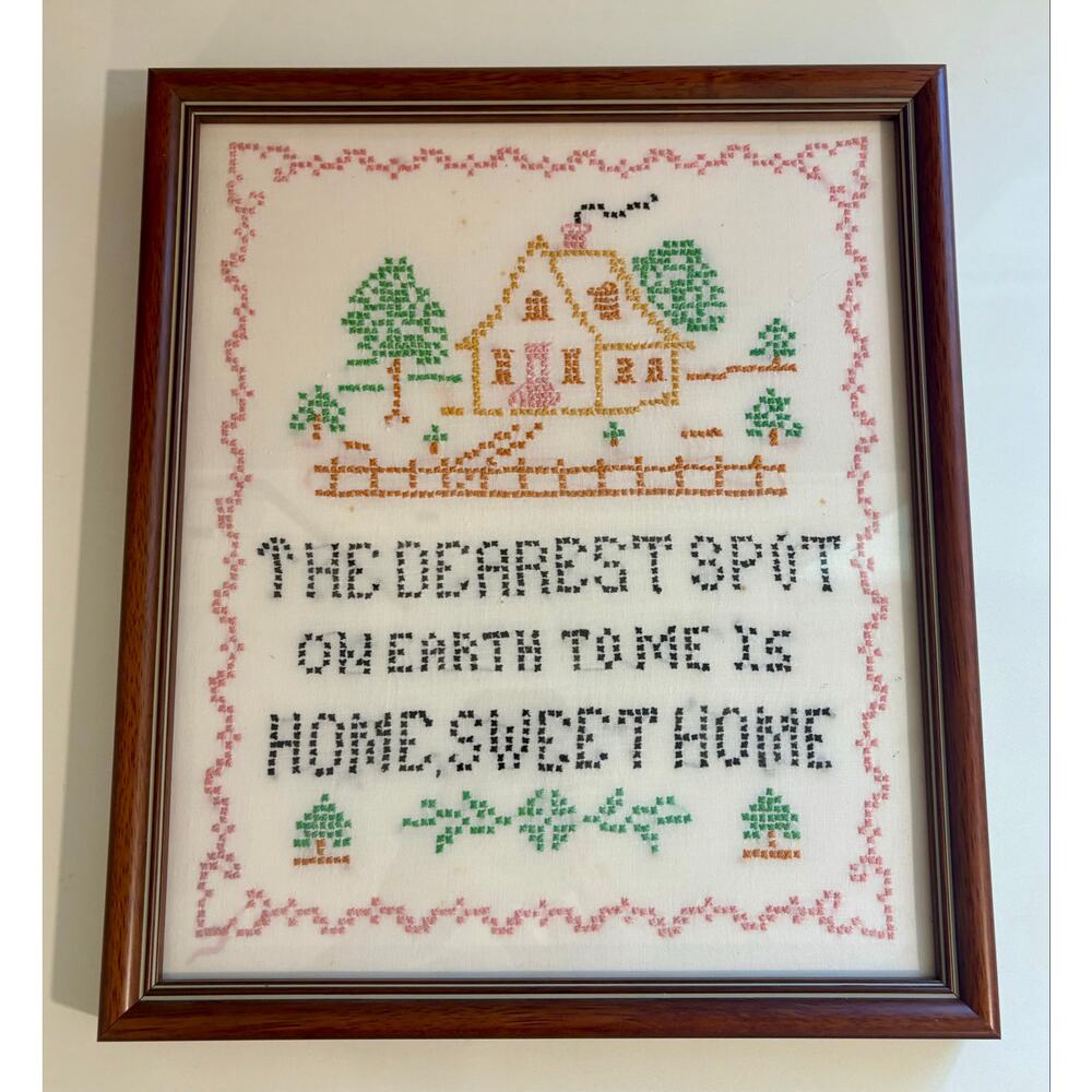 Vintage Home Sweet Home Cross Stitch Embroidery Dearest Spot Wall Hanging